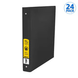BAZIC 3 Ring Binder 1" Economy Binders Black, Hold 175 Sheets, 24-Count