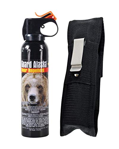 Guard Alaska 9 oz. Bear Spray Repellent + Pepper Enforcement Belt Clip Holster - Maximum Strength Bear Deterrent