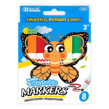 BAZIC 8 Colors Broad Line Jumbo Washable Markers, pack of 24