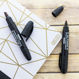 BAZIC Permanent Marker Dual Fine Tip Chisel Point Black Markers (2/Pack), 24-Packs