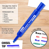 BAZIC Assorted Colors Chisel Tip Desk Style Permanent Markers (3/Pack), pack of 24