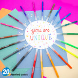 BAZIC 20 Colors Fine Line Washable Markers, pack of 24