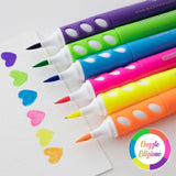 BAZIC 6 Fluorescent Colors Brush Markers, pack of 24