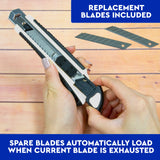 BAZIC Heavy Duty Self Loading Cutter w/ Grip + 2 Replacement Blades, pack of 12