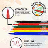 BAZIC 24 Classic Colors Fine Line Washable Markers, pack of 24