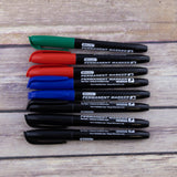 BAZIC Assorted Colors Fine Tip Permanent Markers w/ Pocket Clip (8/Pack), pack of 24