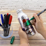 BAZIC Assorted Colors Fine Tip Permanent Markers w/ Pocket Clip (8/Pack), pack of 24