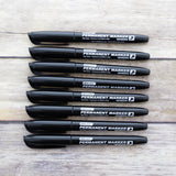 BAZIC Black Fine Tip Permanent Markers w/ Pocket Clip (8/Pack), pack of 24