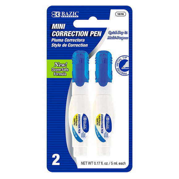 BAZIC 0.17 FL OZ (5 mL) Metal Tip Mini Correction Pen (2/Pack), pack of 24