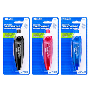 BAZIC 5 mm x 196" Retractable Correction Tape, pack of 24