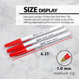 BAZIC Nova Red Color Stick Pen (12/Box), pack of 12