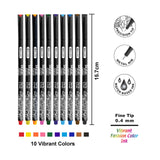 BAZIC 10 Color Skylar 0.4 mm Fineliner Pen, pack of 12