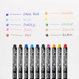 BAZIC 10 Color Skylar 0.4 mm Fineliner Pen, pack of 12