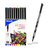 BAZIC 10 Color Skylar 0.4 mm Fineliner Pen, pack of 12