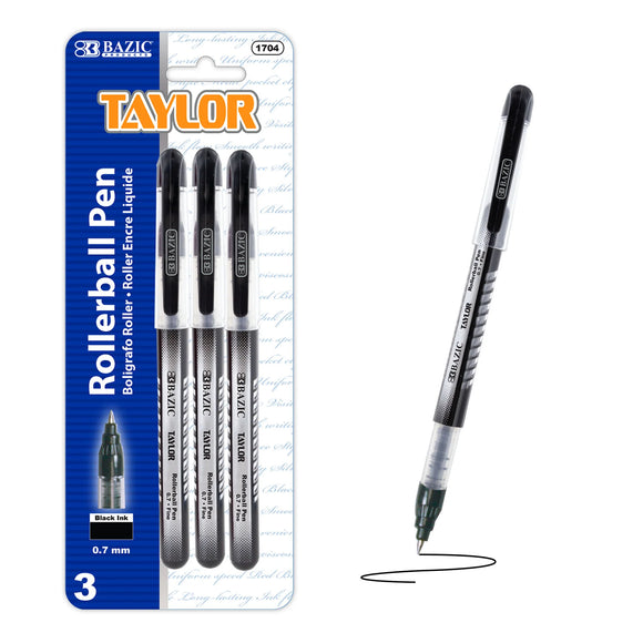BAZIC Taylor Black Rollerball Pen (3/Pack), pack of 24