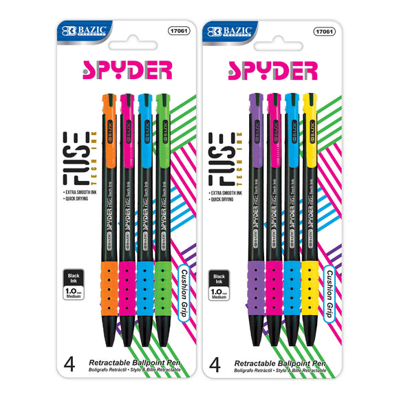 BAZIC Spyder Oil-Gel Ink Retractable Pen (4/Pack), pack of 24