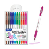 BAZIC 10 Color G-Flex Oil-Gel Ink Pen w/ Cushion Grip, pack of 12