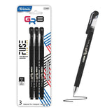 BAZIC GR8 Black Oil-Gel Ink Pen w/ Rubberized Barrel (3/Pack), pack of 24
