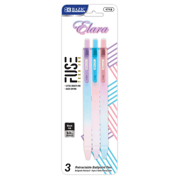 BAZIC Elara FUSE Tech Ink Retractable Pen (3/Pack), pack of 24