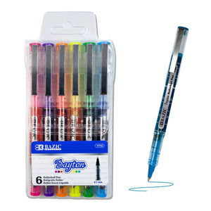 BAZIC 6 Color Dayton Rollerball Pen w/ Metal Clip, pack of 24