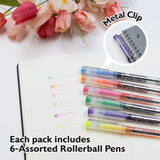 BAZIC 6 Color Dayton Rollerball Pen w/ Metal Clip, pack of 24
