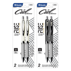 BAZIC Ciel Chroma FUSE Tech Ink Retractable Pen w/ Rubberized Barrel & Metal Clip (2/Pack), pack of 24