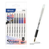 BAZIC Prima Assorted Color Stick Pen w/ Cushion Grip (8/Pack), pack of 24
