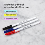 BAZIC Nova Assorted Color Stick Pen (12/Pack), pack of 24