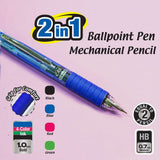 BAZIC 2-In-1 Mechanical Pencil & 4-Color Pen w/ Cushion Grip, pack of 24