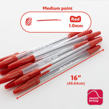 BAZIC Pure Red Stick Pen (12/Pack), pack of 24