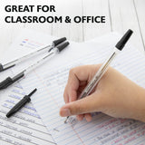BAZIC Ballpoint Pen Pure Black Color Stick Pens, 1.0 mm, (12/Pack), 24-Pack