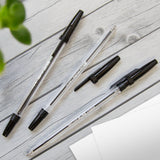 BAZIC Ballpoint Pen Pure Black Color Stick Pens, 1.0 mm, (12/Pack), 24-Pack