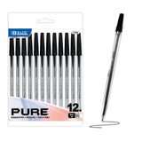 BAZIC Ballpoint Pen Pure Black Color Stick Pens, 1.0 mm, (12/Pack), 24-Pack