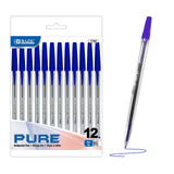 BAZIC Pure Blue Stick Pen (12/Pack), pack of 24