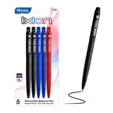 BAZIC Ixion Assorted Color Retractable Pen (5/Pack), pack of 24