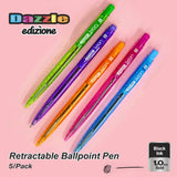 BAZIC Ixion Dazzle Black Color Retractable Pen (5/Pack), pack of 24
