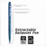 BAZIC Ixion Dazzle Black Color Retractable Pen (5/Pack), pack of 24