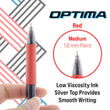 BAZIC Optima Red Oil-Gel Ink Retractable Pen w/ Grip (3/Pack), pack of 24