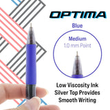 BAZIC Optima Blue Oil-Gel Ink Retractable Pen w/ Grip (3/Pack), pack of 24
