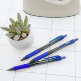 BAZIC Optima Blue Oil-Gel Ink Retractable Pen w/ Grip (3/Pack), pack of 24
