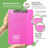 BAZIC Plastic Clipboard 12.7" x 9" Low Profile Clip, 4 Colors, 48-Pack