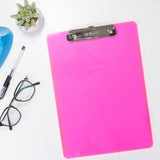 BAZIC Plastic Clipboard 12.7" x 9" Low Profile Clip, 4 Colors, 48-Pack