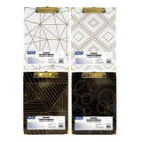 BAZIC Standard Size Geometric Paperboard Clipboard w/ Gold Low Profile Clip, pack of 48
