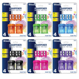 BAZIC 2 Dual Blades Sharpener + 2 Round Receptacle Sharpener, pack of 24