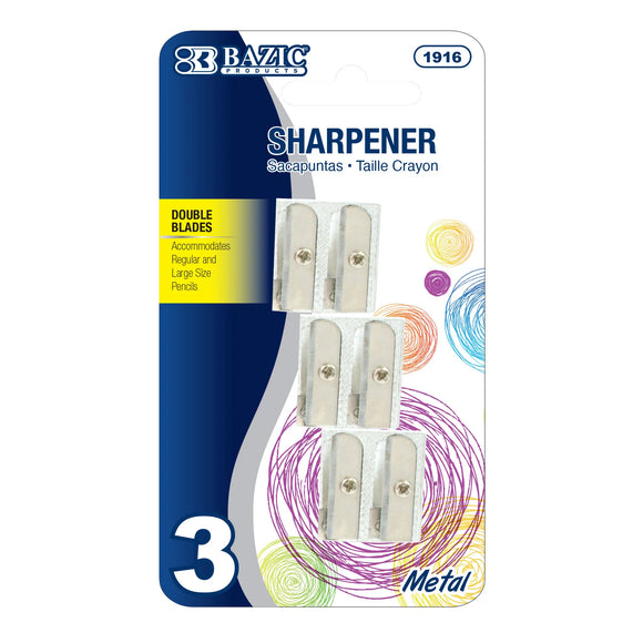 BAZIC Dual Blades Metal Pencil Sharpener (3/Pack), pack of 24