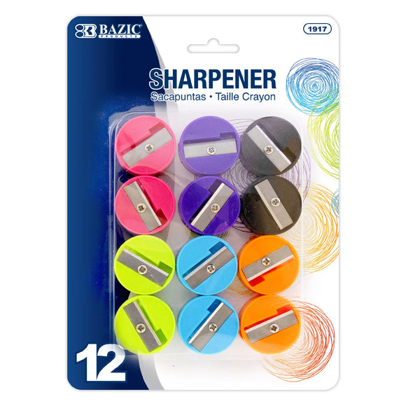 BAZIC Round Pencil Sharpener (12/Pack), pack of 24