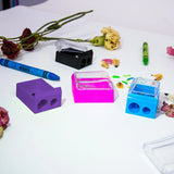 BAZIC Dual Blades Square Sharpener w/Receptacle + Round Receptacle Sharpener, pack of 24