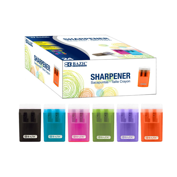 BAZIC Dual Blades Sharpener w/ Lid & Receptacle (BULK), pack of 24