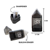 BAZIC Single Blade Sharpener w/ Receptacle + Eraser (2/Pack), pack of 24