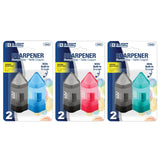 BAZIC Single Blade Sharpener w/ Receptacle + Eraser (2/Pack), pack of 24